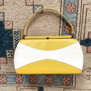 Vintage 1960s yellow and white purse